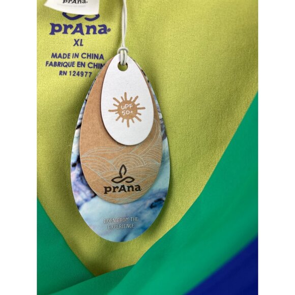 Women’s Prana XL Blue, Green, & Yellow Bikini Bottoms with Ruched Sides & Bows - Picture 6 of 6